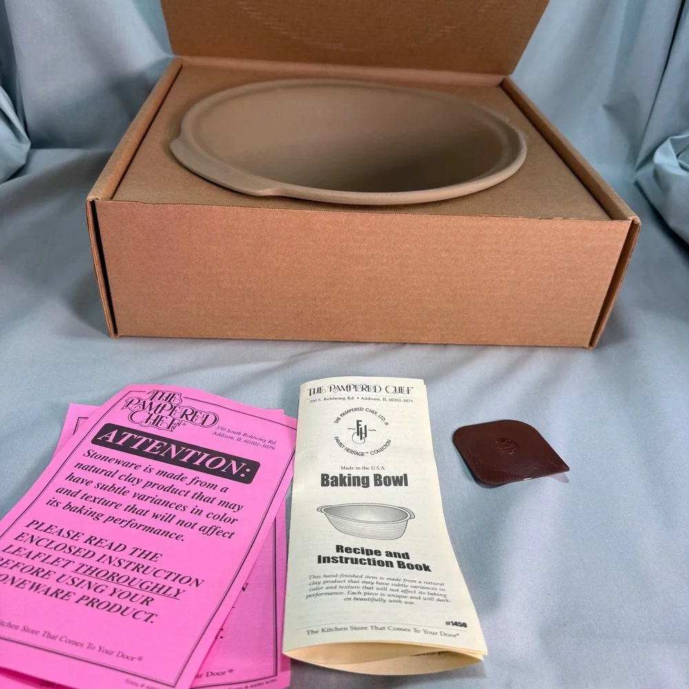 Pampered Chef Family Heritage 1 qt Stoneware Baking Bowl #1450 Bread Making NEW